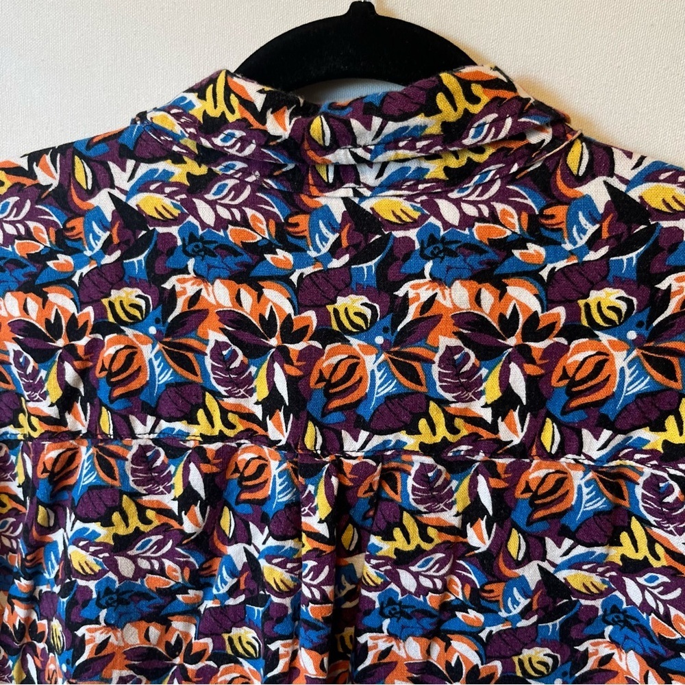 KingSize Button up shirt 3XL Big Linen blend Short sleeve Colorful floral Mens - Picture 7 of 7